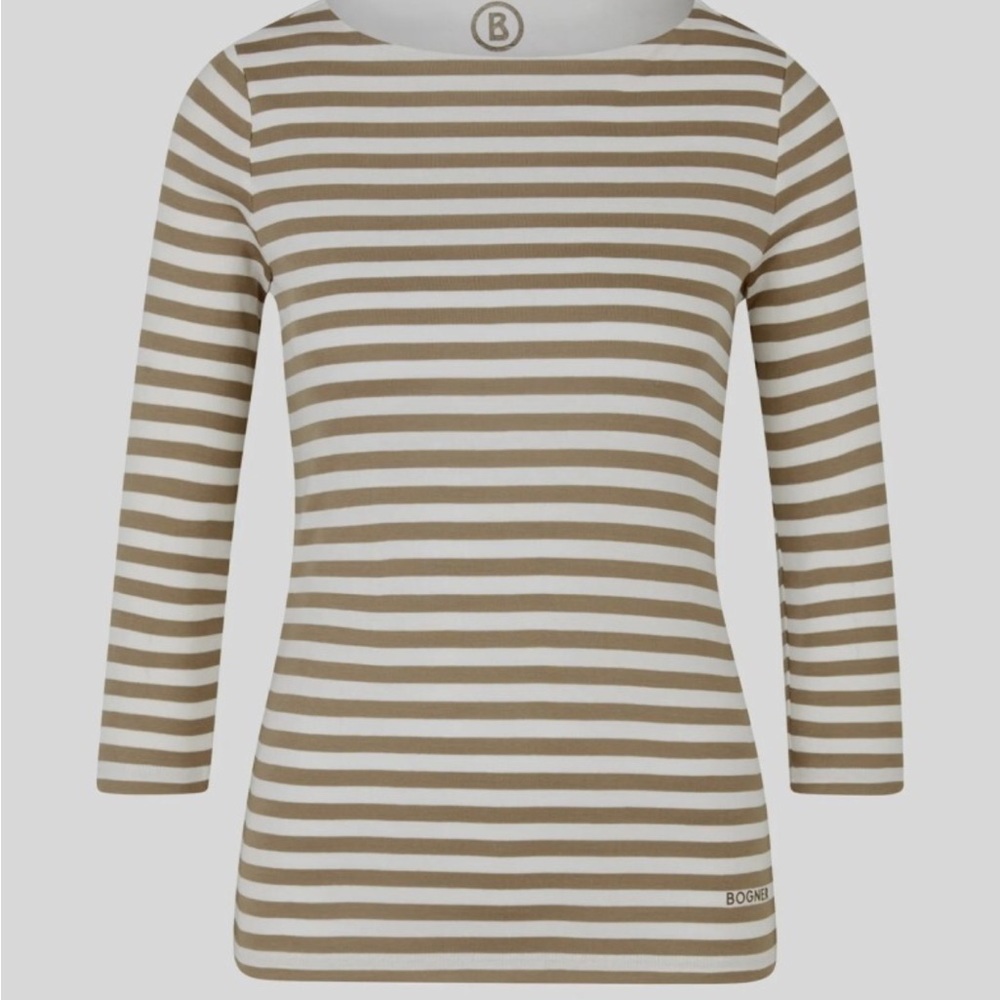 Bogner Women's Long Sleeve Striped Top - Tan and White